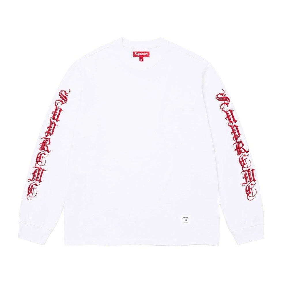 Supreme | Old English L/S Top | FW24 White Gothic Logo Tee