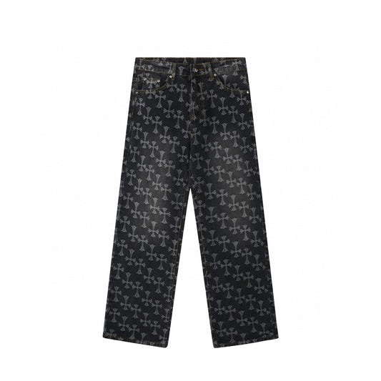 Chrome Hearts | Allover Jacquard Denim Jeans | Black