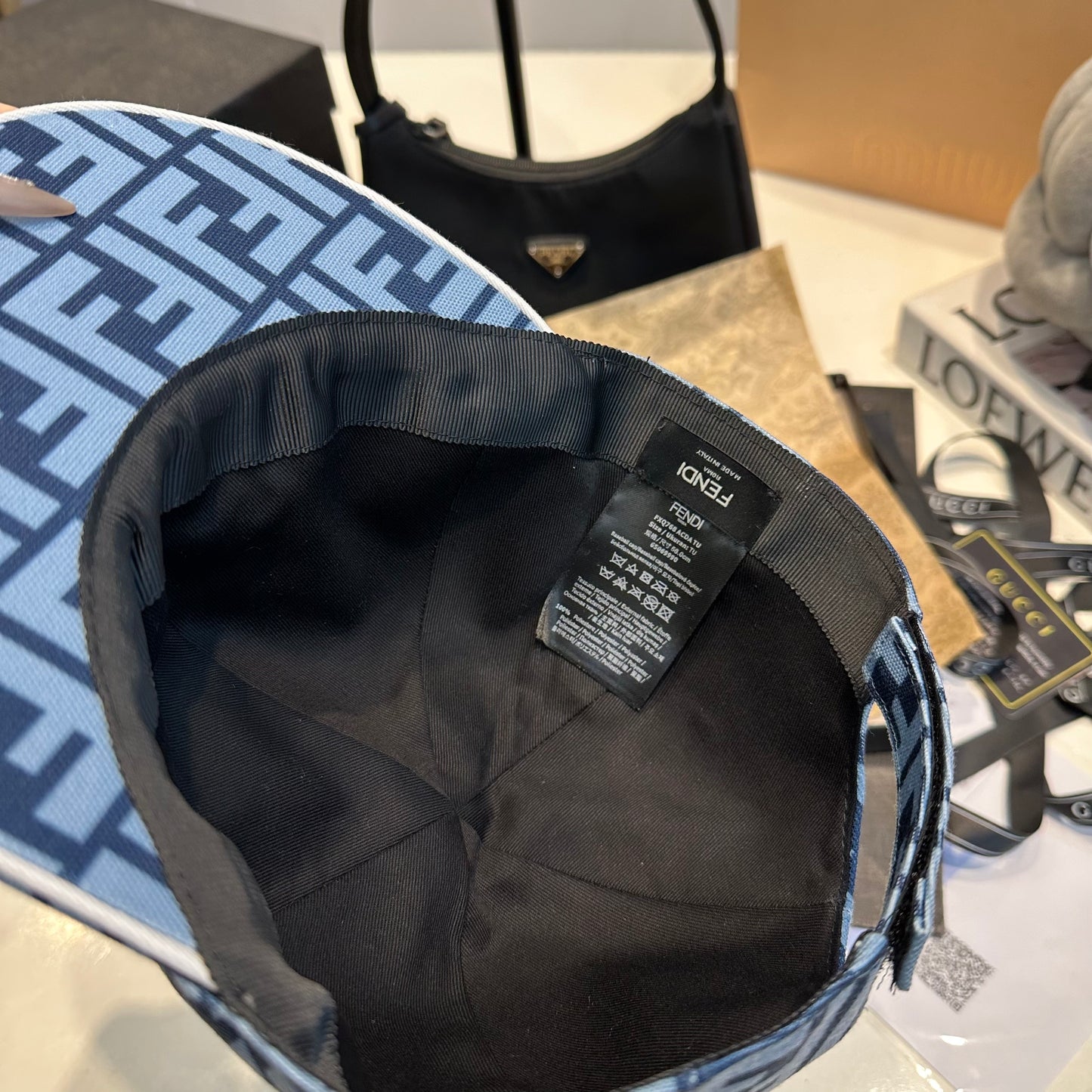 Fendi | Blue FF Monogram Canvas Baseball Cap | Adjustable Strap - Dark or Light Blue