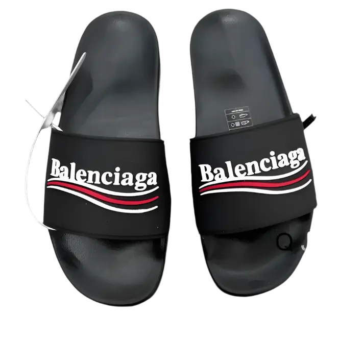Balenciaga | Wave Logo Slides - Cream & Black Balenciaga