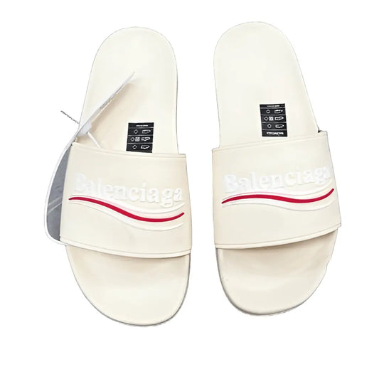 Balenciaga | Wave Logo Slides - Cream & Black Balenciaga