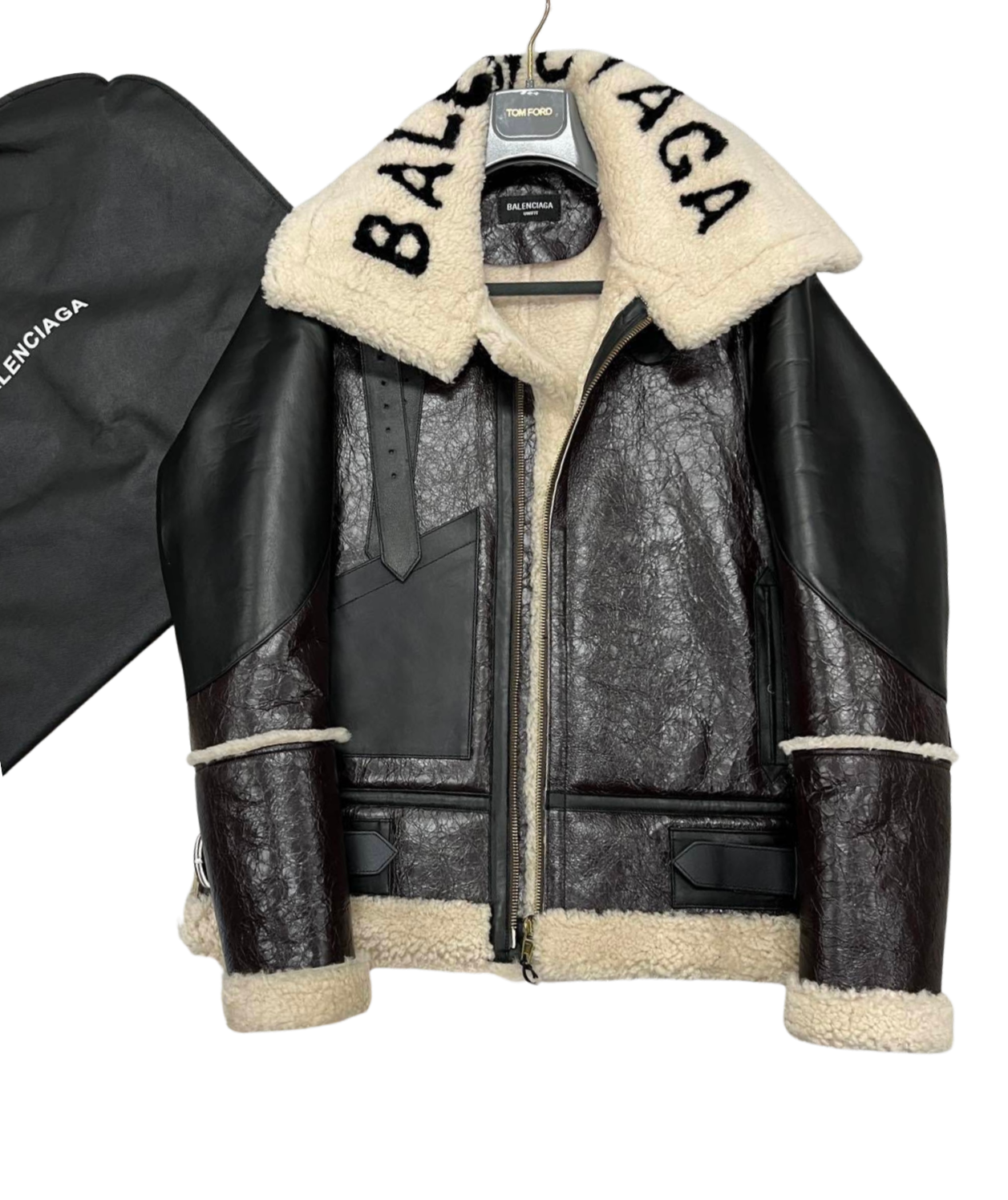 Balenciaga | Shearling Aviator Jacket in Distressed Leather