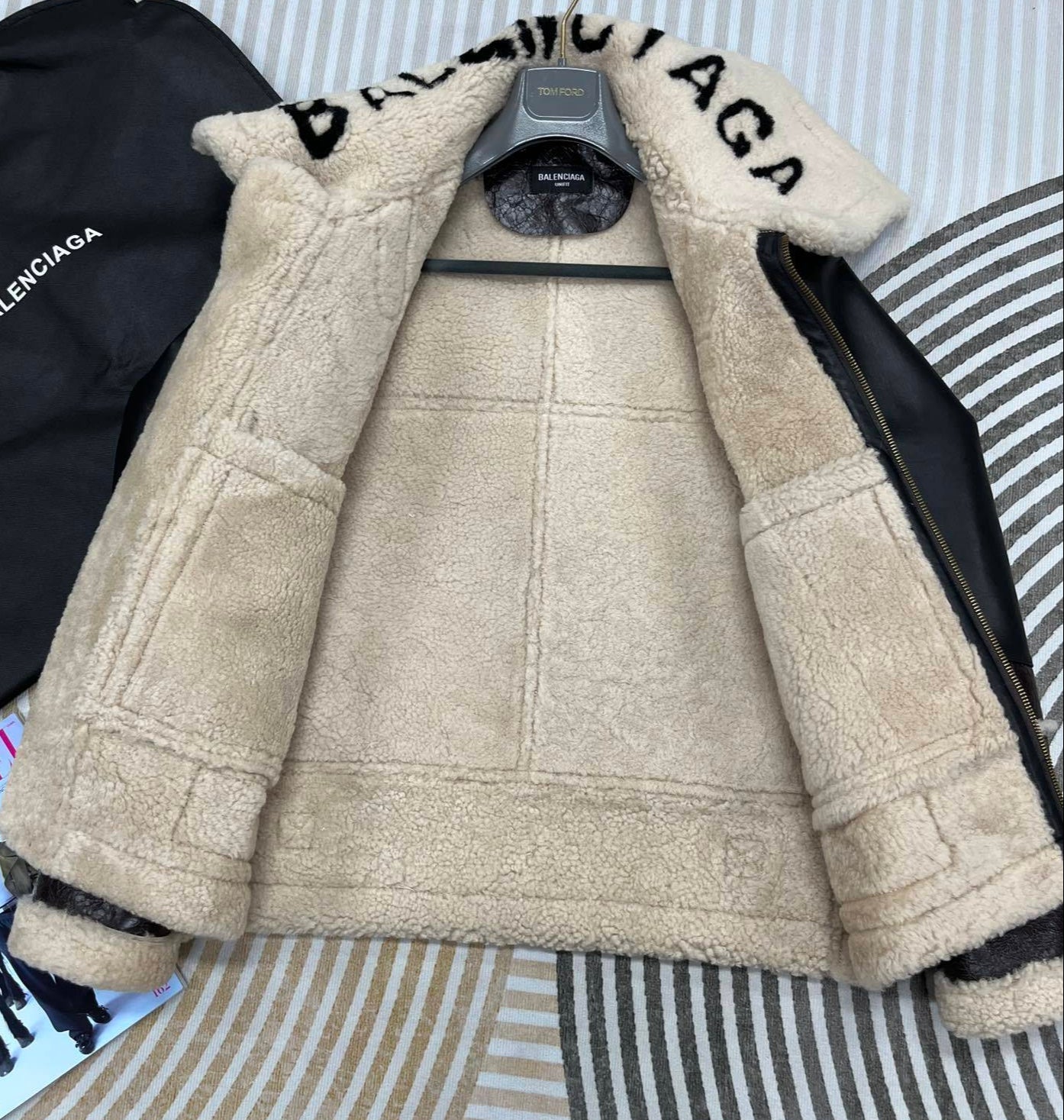 Balenciaga | Shearling Aviator Jacket in Distressed Leather