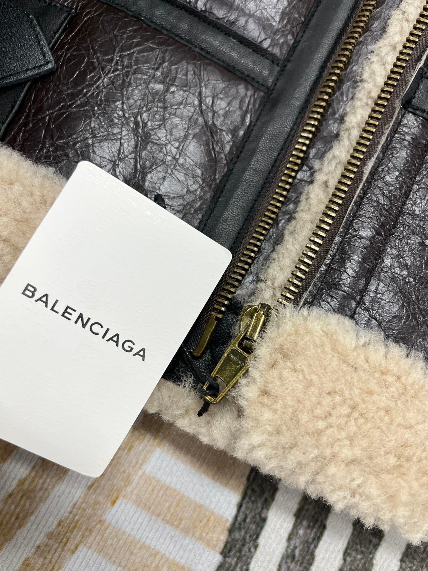 Balenciaga | Shearling Aviator Jacket in Distressed Leather