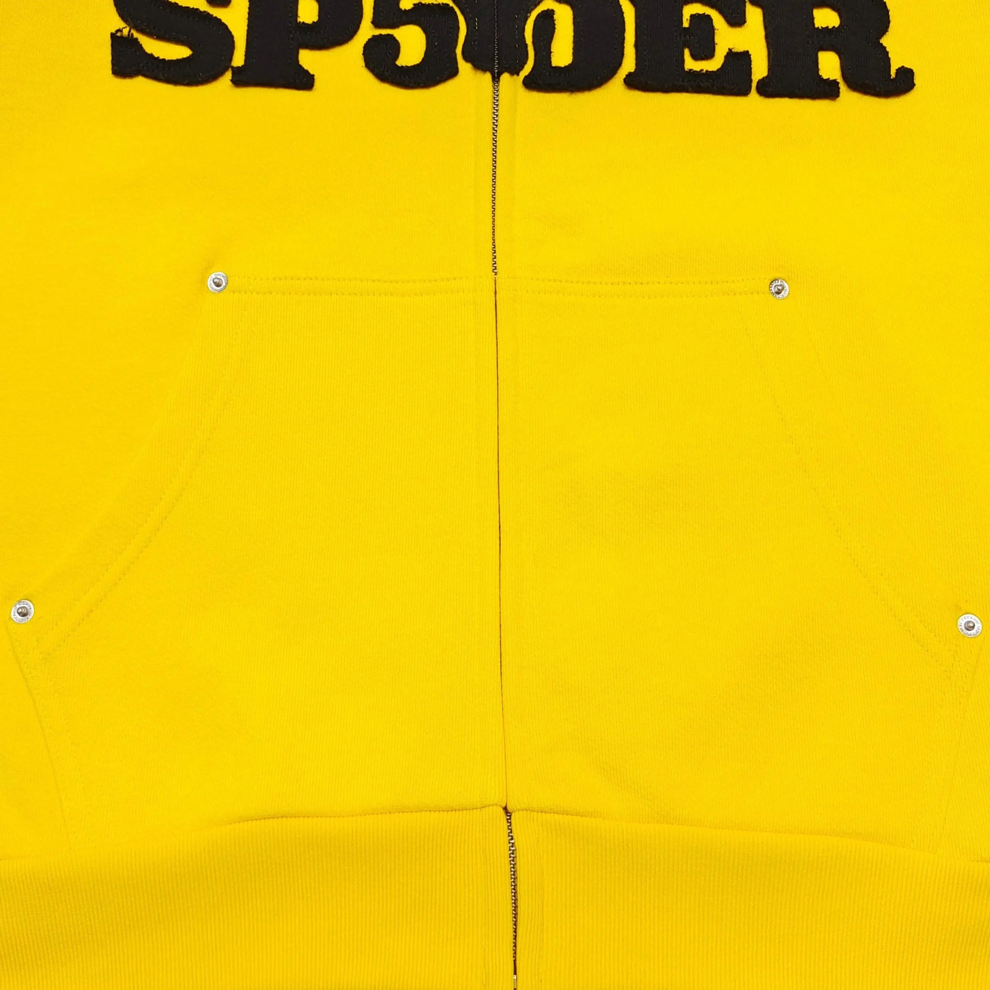 Sp5der | Yellow Faux Fur Hooded Zip-Up Hoodie Sp5der