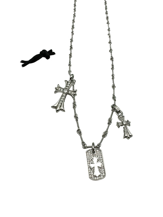Chrome Hearts | 22K Gold or Silver Cross & Diamond Pendant Necklace