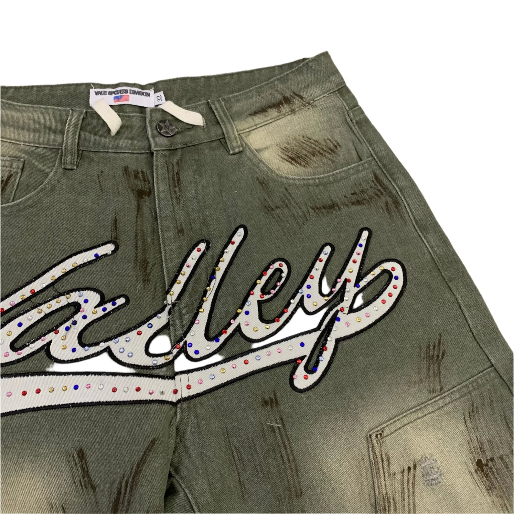 Valley | Embroidered Distressed Denim Shorts Valley