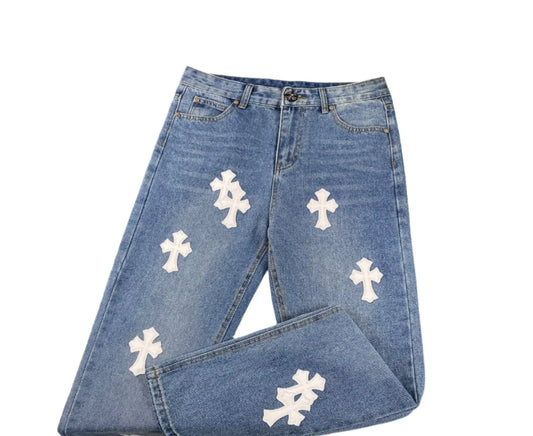 Chrome Hearts | Cross Patch Jeans | Blue Denim Chrome Hearts