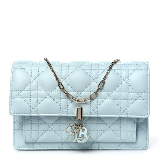 Christian Dior | Lady Dior Chain Pouch | Light Blue Cannage Edition