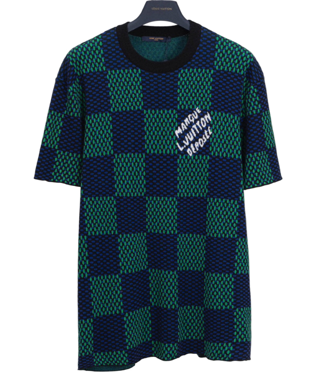 Louis Vuitton | Damier Check Logo T-Shirt | White & Navy