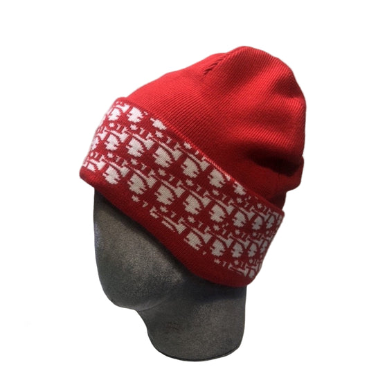 Dior | Monogram Band Beanie | Red & Black