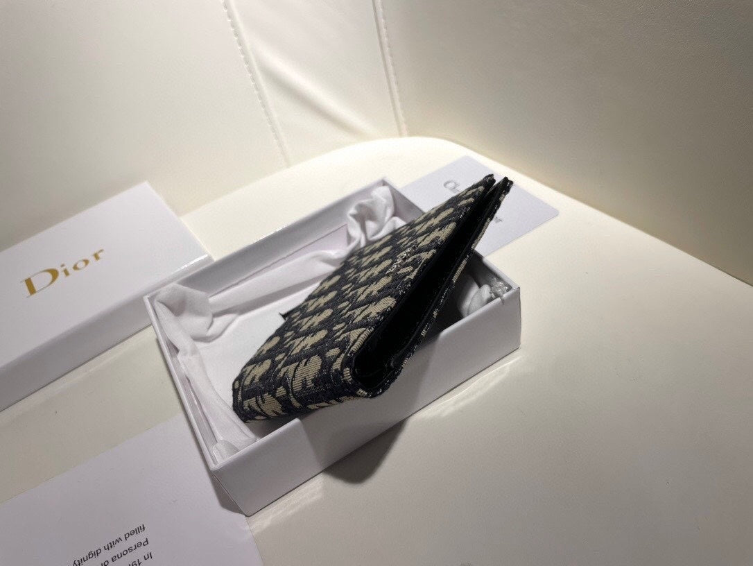 Dior | Oblique Canvas Wallet | Navy Jacquard