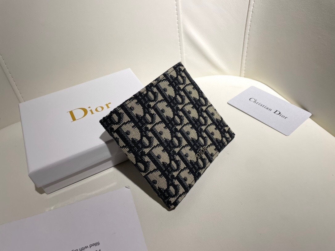 Dior | Oblique Canvas Wallet | Navy Jacquard