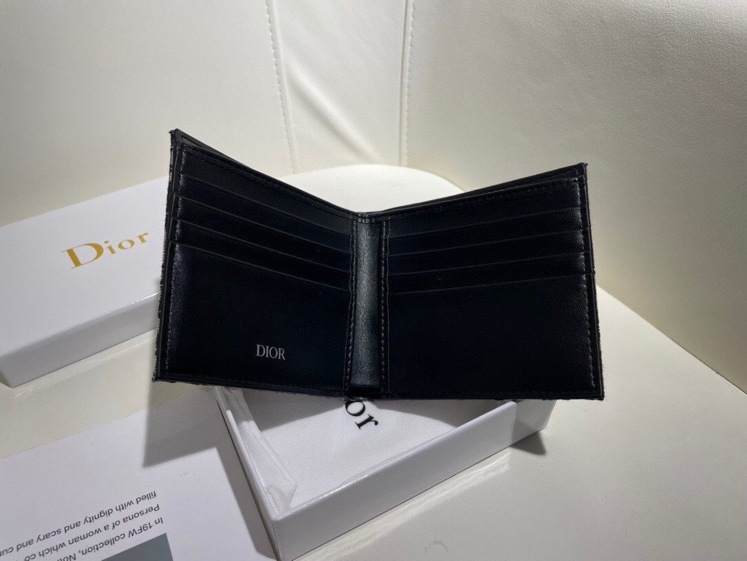 Dior | Oblique Canvas Wallet | Navy Jacquard