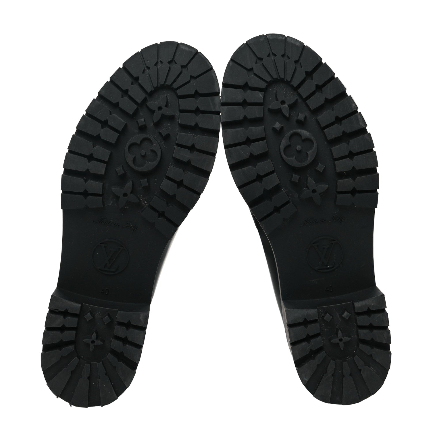 Black rubber sole of a shoe on a white background