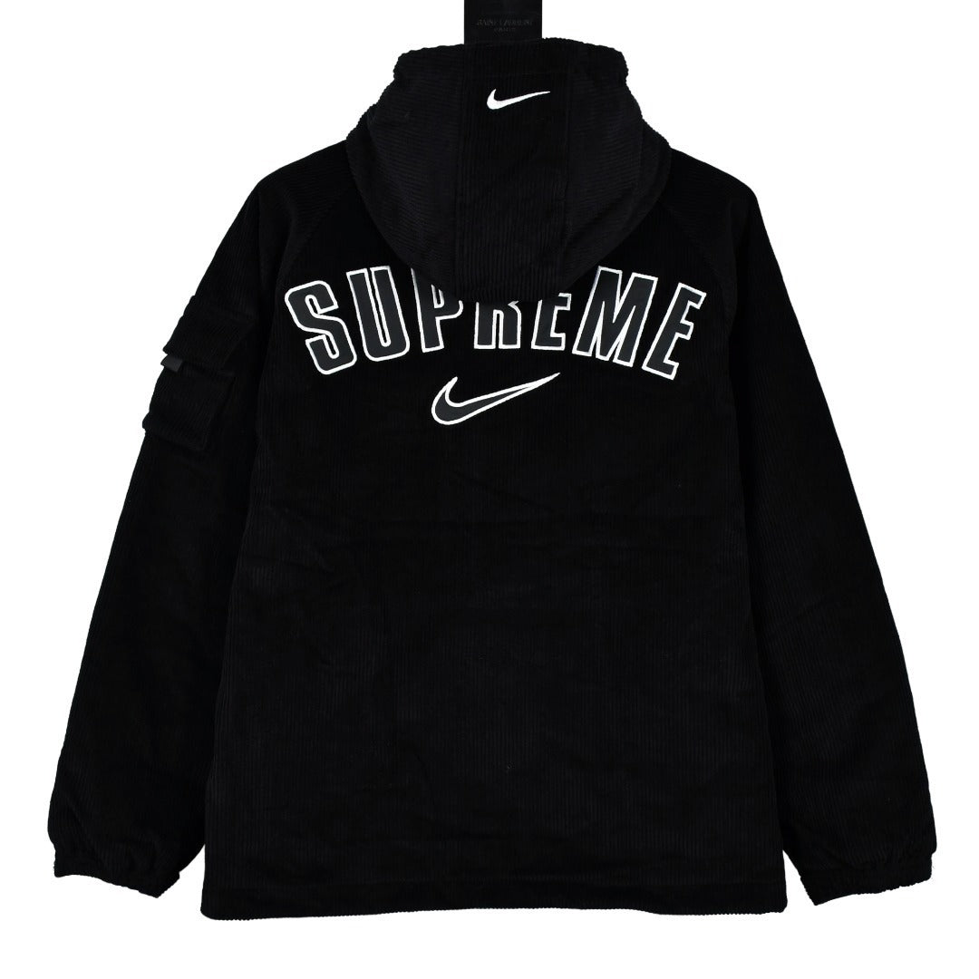 Supreme x Nike | Black Zip-Up Jacket | Embroidered Back Logo