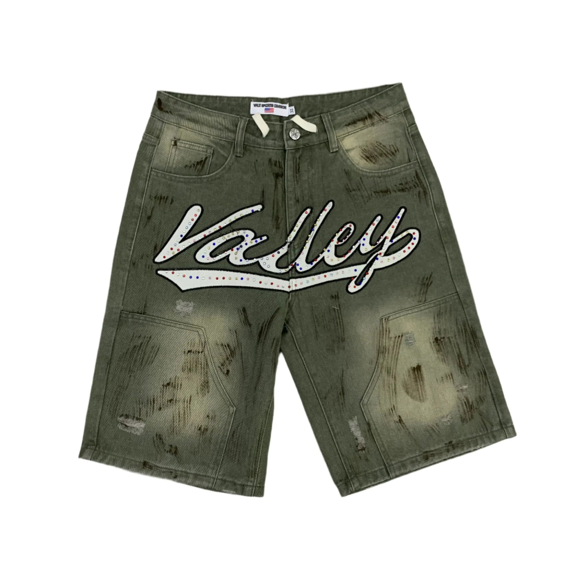 Valley | Embroidered Distressed Denim Shorts Valley