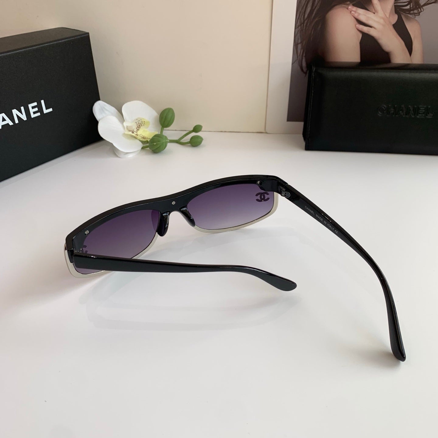 CHANEL | Rhinestone Sunglasses | PurplePlastic Y2K Crystal Logo