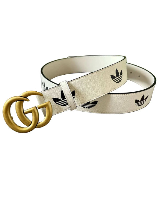 Gucci x Adidas | White Leather Double G Belt Gucci