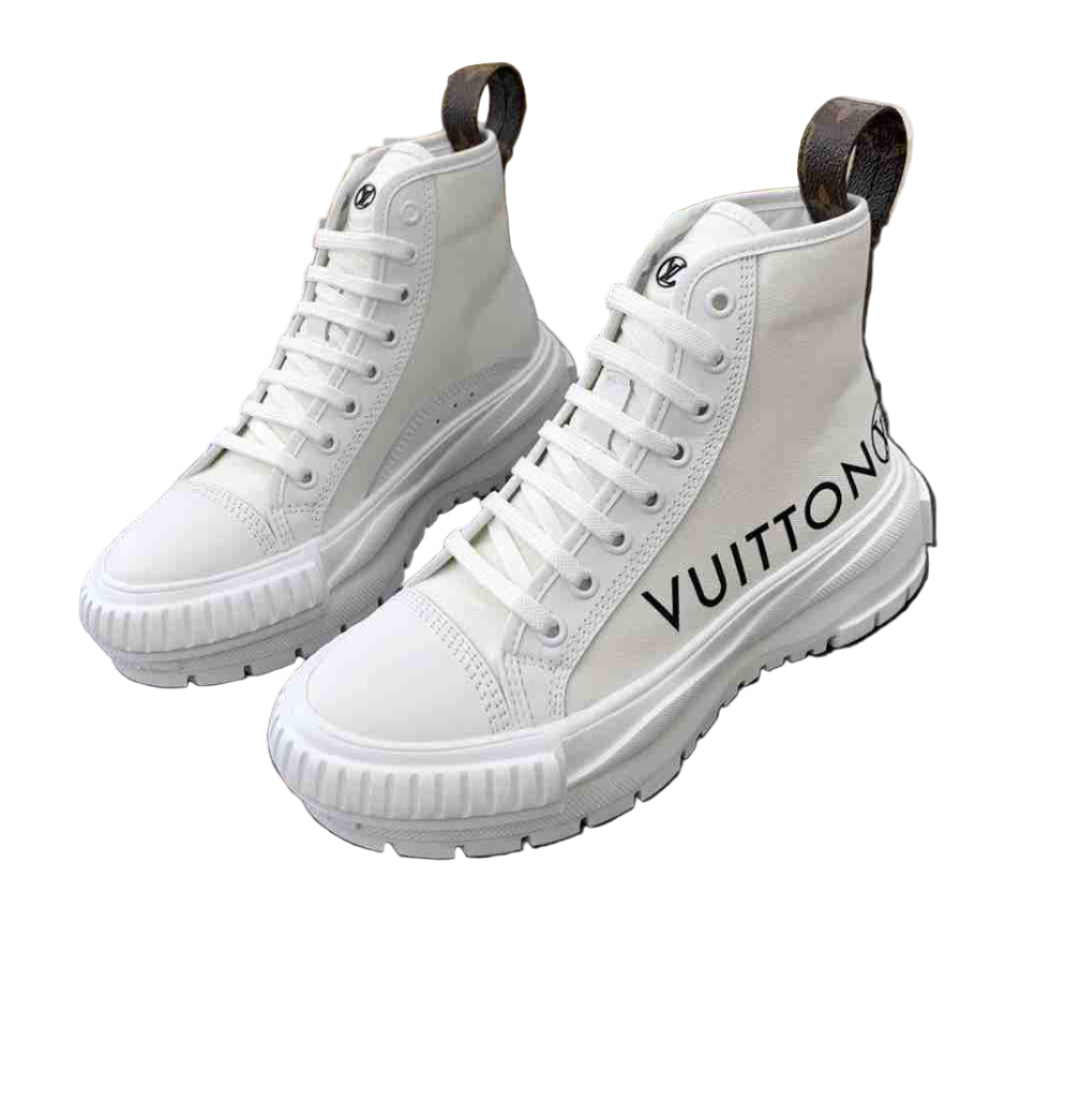 Louis Vuitton | Squad Sneaker Boot | White Canvas High-Top (W)