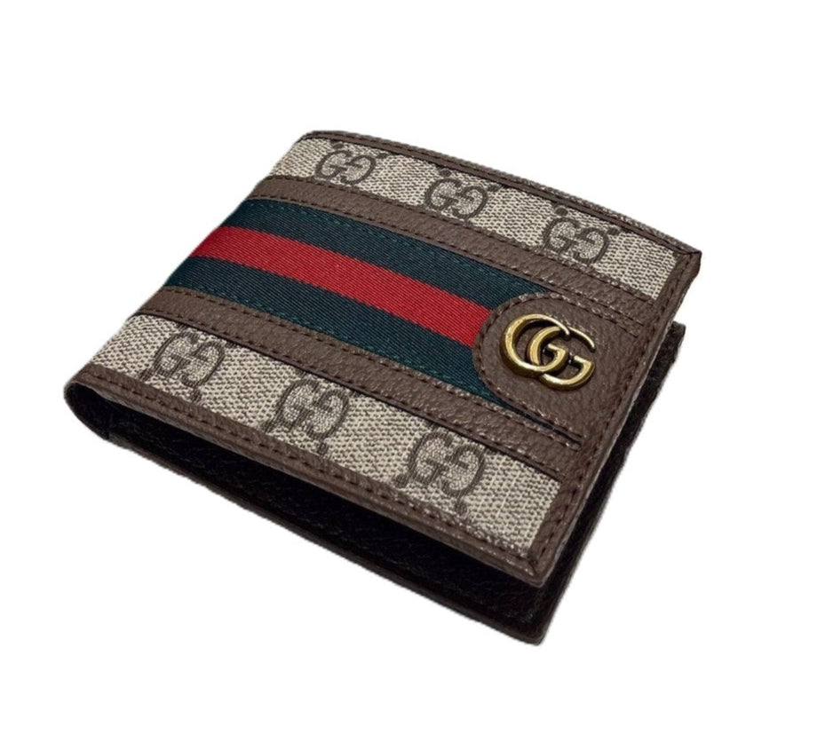 Gucci | GG Supreme Web Wallet | Brown Canvas with Stripe