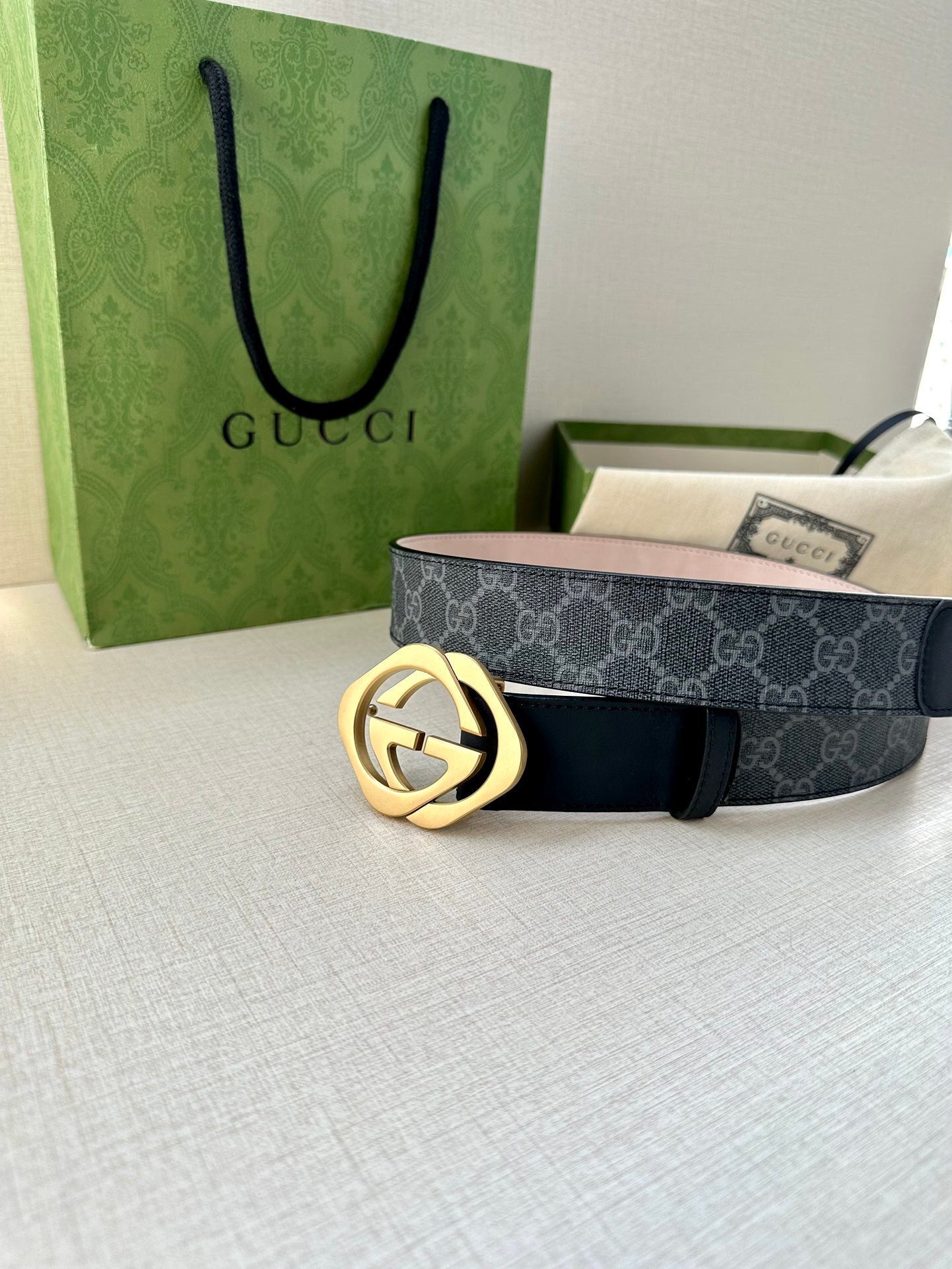 Gucci | GG Supreme Belt | Black Canvas | Silver, Gold, Black Buckle