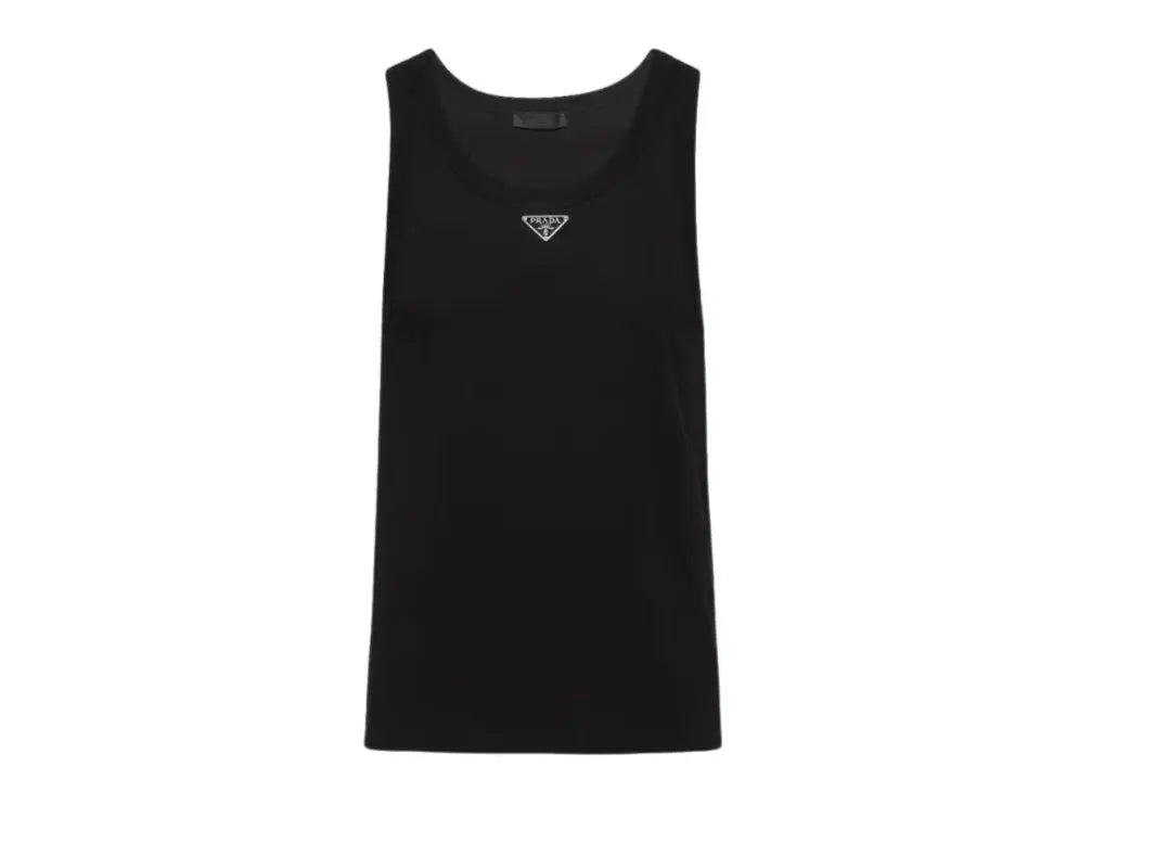 Prada | Triangle Logo Cotton Ribbed Tank Top Mens Prada