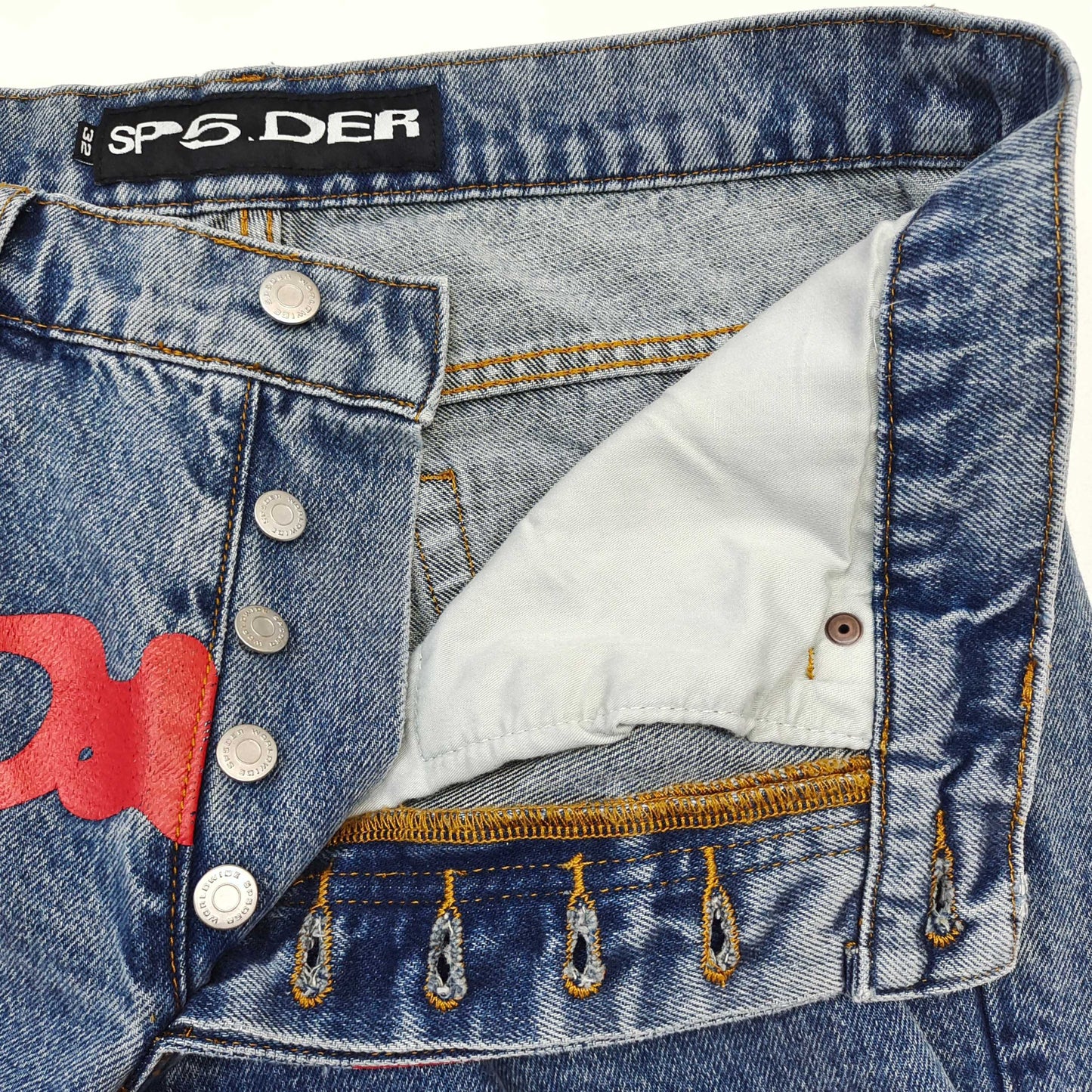 Sp5der | Graphic Denim Jeans | Blue
