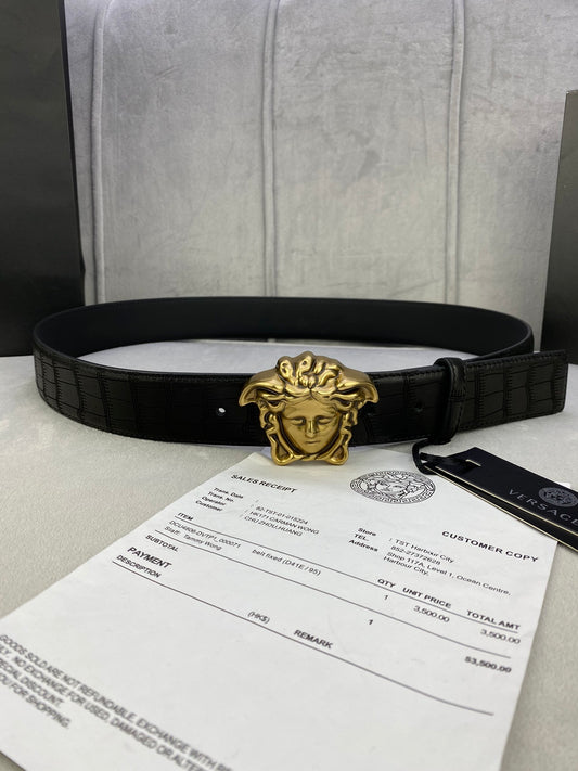 Versace | Leather Belt | Medusa Buckle in Gold or Silver