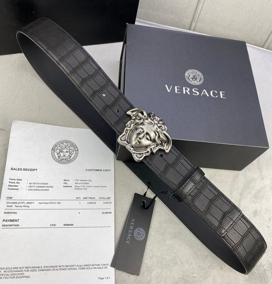 Versace | Leather Belt | Medusa Buckle in Gold or Silver