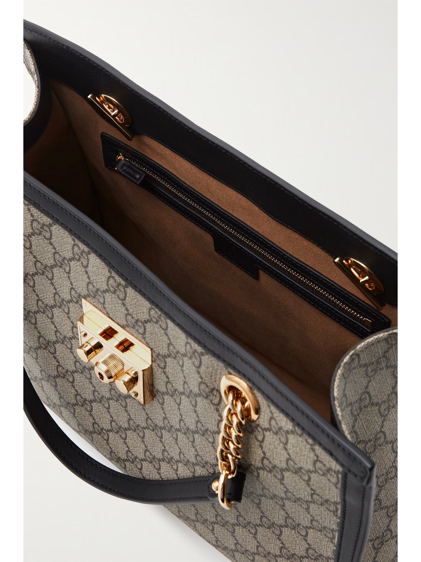 Gucci | Padlock Leather-Trimmed Canvas Tote Beige