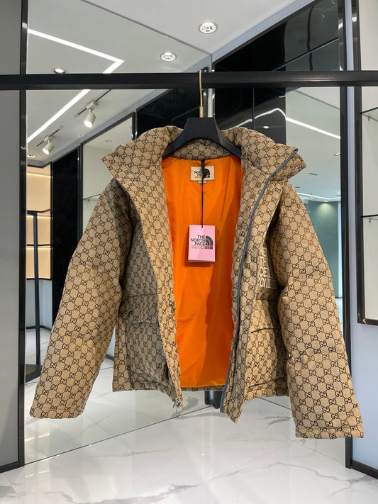 Gucci x The North Face | Monogram Print Puffer Jacket | Beige/Ebony
