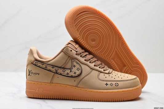 Custom Louis Vuitton x Nike Air Force 1 | Tan Monogram