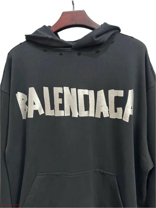 Balenciaga | Distressed Large Logo Hoodie | Oversized Streetwear Balenciaga