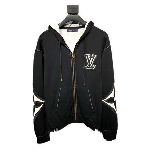 Louis Vuitton | Graphic Intarsia Zipped Cotton Hoodie | Black