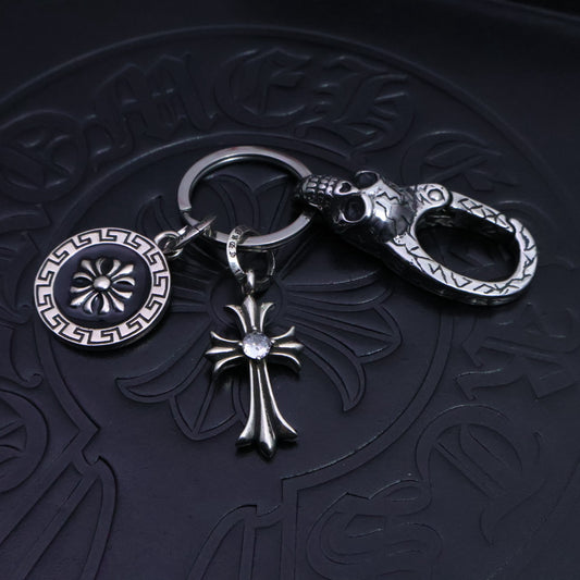 Chrome Hearts | Silver Cross & Skull Key Holder with CH Plus Medallion
