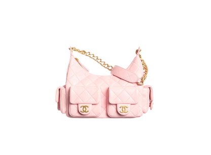 Chanel | Large Hobo Bag in Light Pink  with Gold-Tone Chain