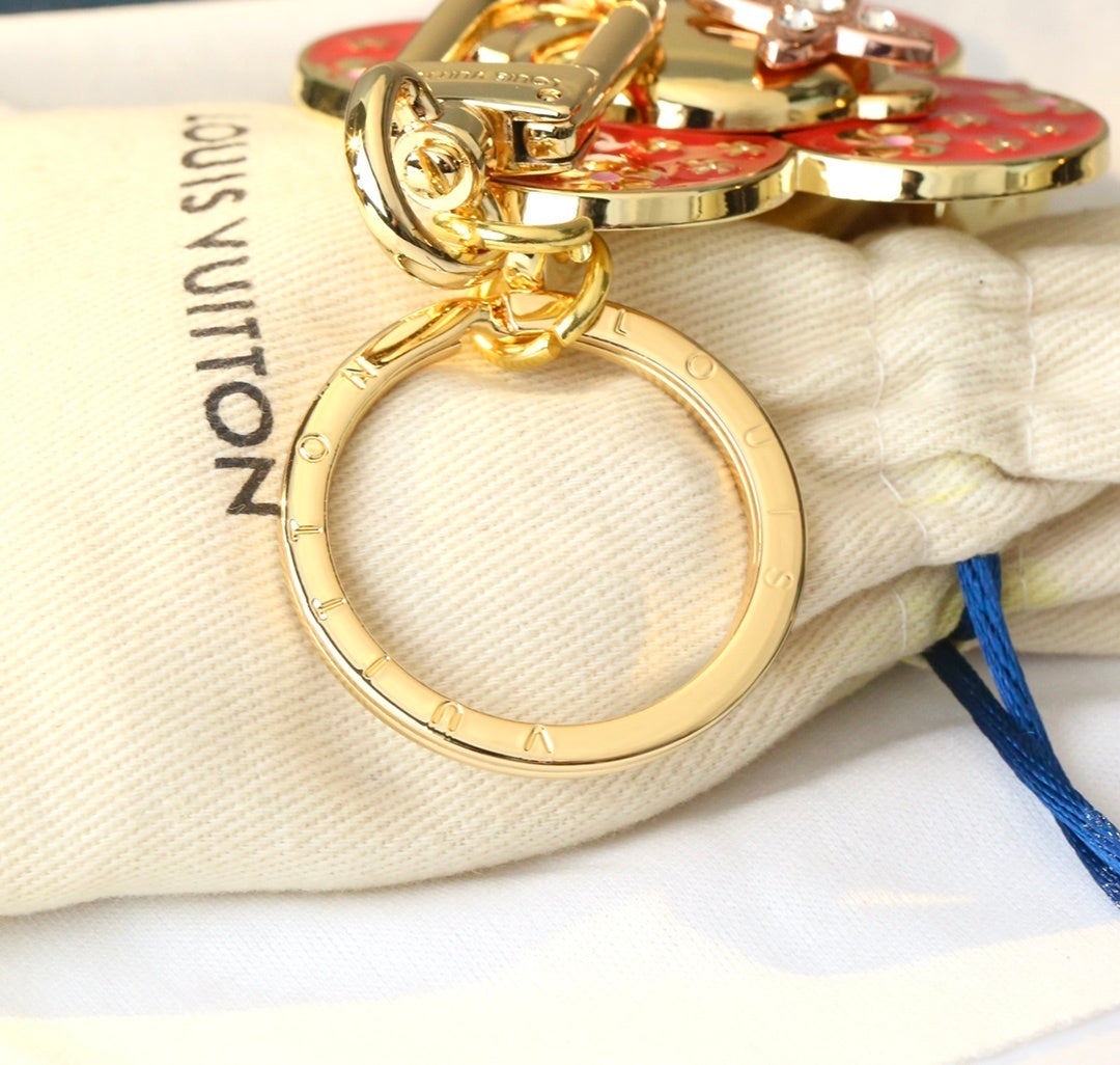Luxury Inspired Vivienne Bag Charm Key Holder | Red & Gold
