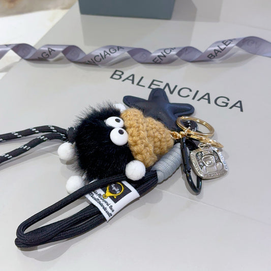 Balenciaga | Fuzzy Plush Crochet Key Holder with Logo Charm