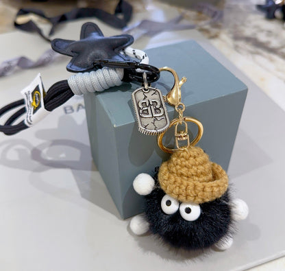Balenciaga | Fuzzy Plush Crochet Key Holder with Logo Charm