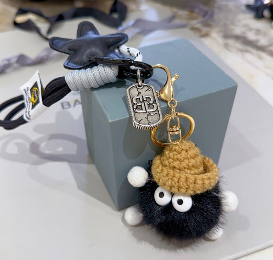 Balenciaga | Fuzzy Plush Crochet Key Holder with Logo Charm