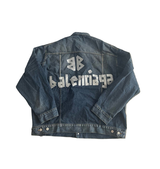Balenciaga | Spray Logo Denim Jacket | Blue Wash