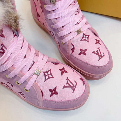 Custom Louis Vuitton Winter Boots | Pink Monogram Fur