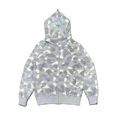 BAPE | Shark Full Zip Hoodie | Grey Camo & Black Camo Bape