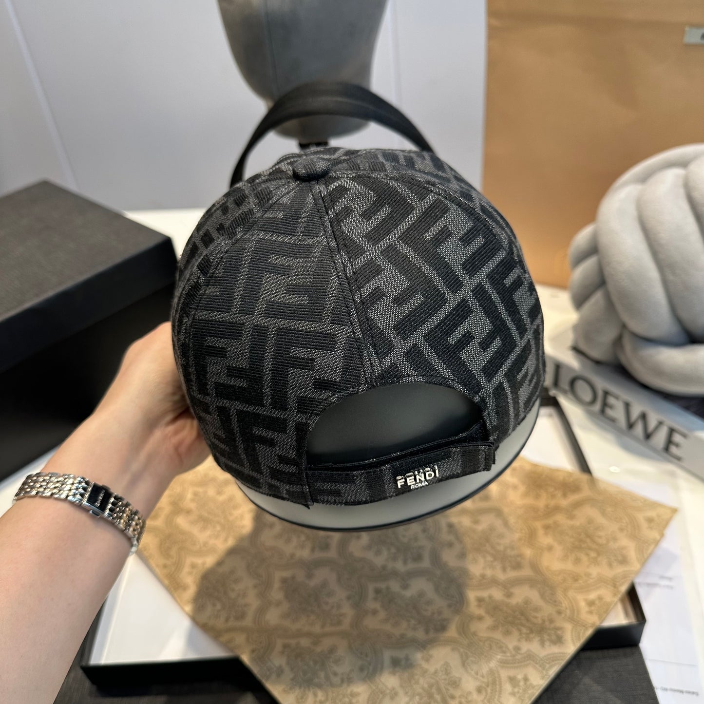 Fendi | FF Monogram Canvas Baseball Cap | Black
