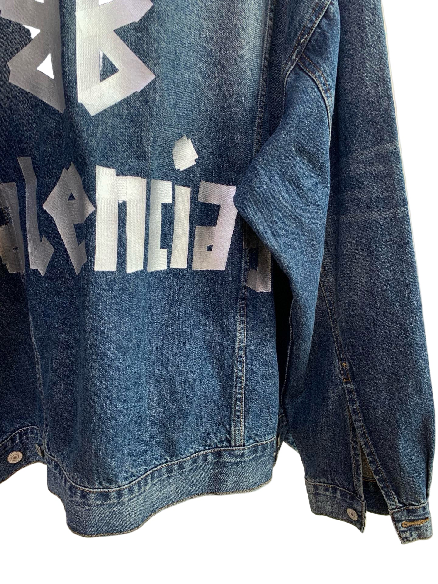 Balenciaga | Spray Logo Denim Jacket | Blue Wash