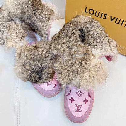 Custom Louis Vuitton Winter Boots | Pink Monogram Fur