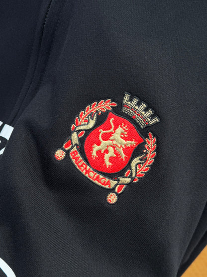 Balenciaga | Black Zip Hoodie | Crest & Logo Graphic
