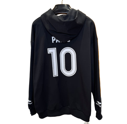 Balenciaga | Black Zip Hoodie | Crest & Logo Graphic