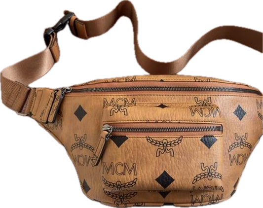 MCM | Cognac Visetos Belt Bag | Classic Monogram Leather | Gold Hardware